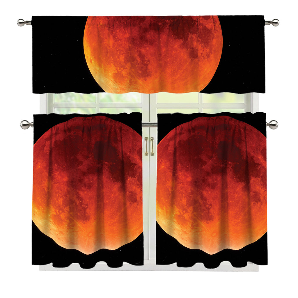 Total Lunar Eclipse Print 3 Piece Kitchen Curtains