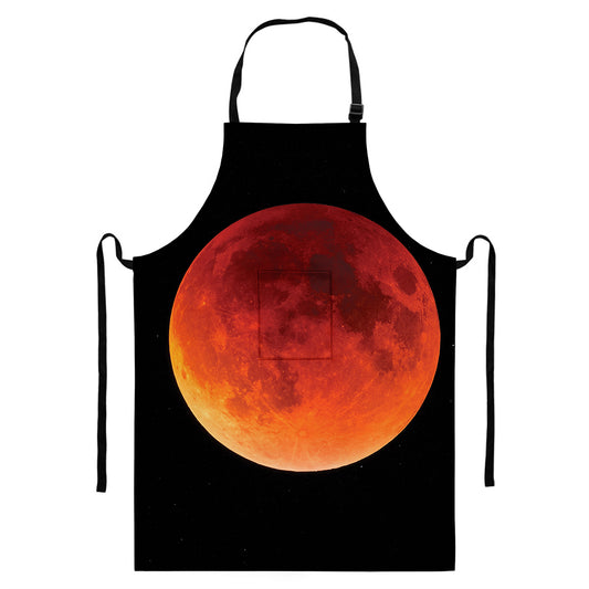 Total Lunar Eclipse Print Bib Apron With Pocket