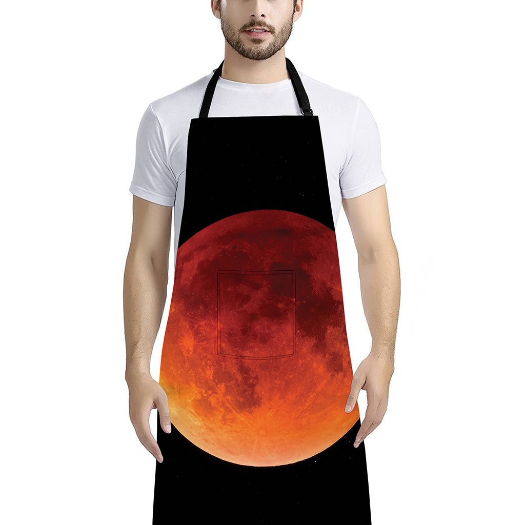 Total Lunar Eclipse Print Bib Apron With Pocket