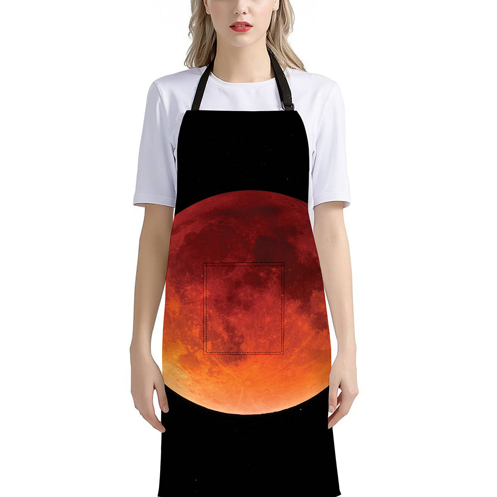 Total Lunar Eclipse Print Bib Apron With Pocket