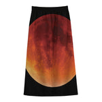 Total Lunar Eclipse Print Cotton Front Slit Maxi Skirt