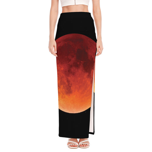Total Lunar Eclipse Print High Slit Maxi Skirt