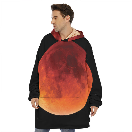 Total Lunar Eclipse Print Hoodie Blanket