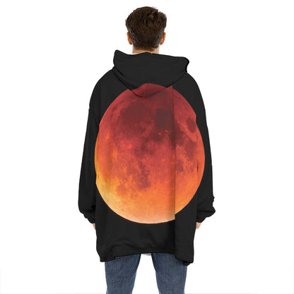 Total Lunar Eclipse Print Hoodie Blanket