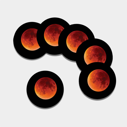 Total Lunar Eclipse Print Leather Coaster Set