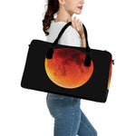 Total Lunar Eclipse Print Leather Duffle Bag