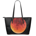 Total Lunar Eclipse Print Leather Tote Bag With Zipper