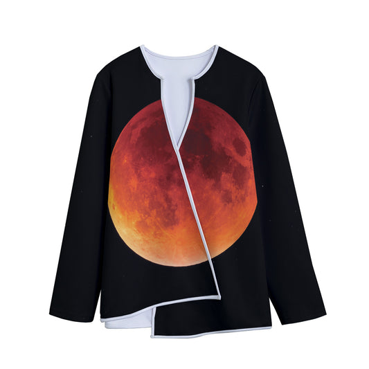 Total Lunar Eclipse Print Long Sleeve Short Coat