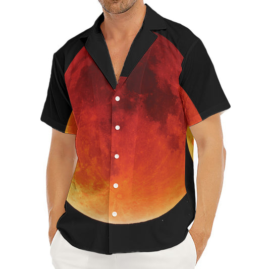 Total Lunar Eclipse Print Men's Deep V-Neck Shirt