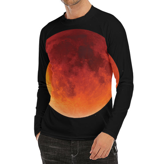 Total Lunar Eclipse Print Men's Long Sleeve Rash Guard