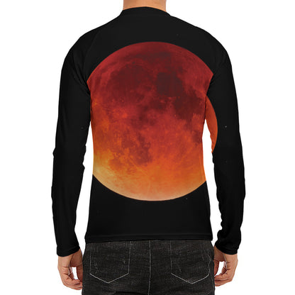 Total Lunar Eclipse Print Men's Long Sleeve Rash Guard