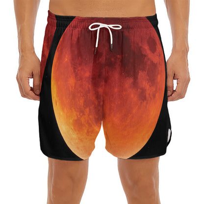 Total Lunar Eclipse Print Men's Split Running Shorts