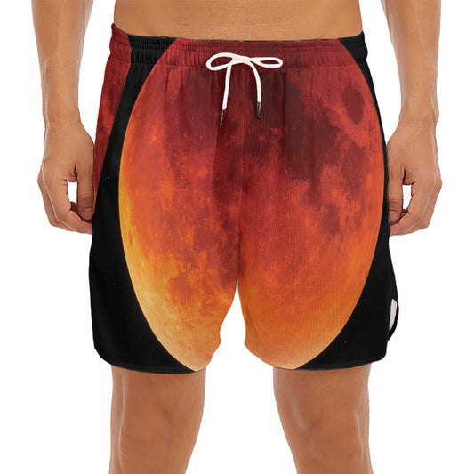 Total Lunar Eclipse Print Men's Split Running Shorts