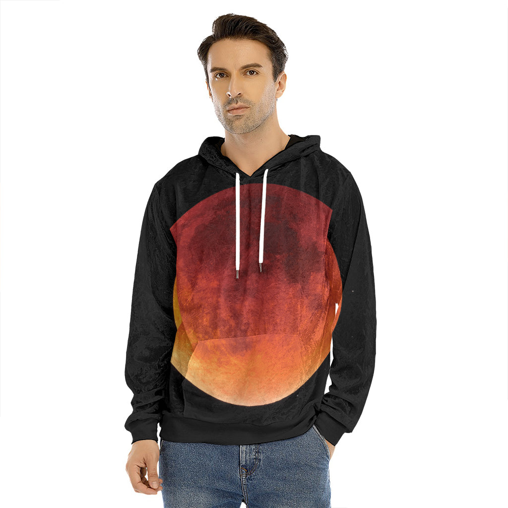 Total Lunar Eclipse Print Men's Velvet Pullover Hoodie