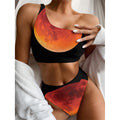 Total Lunar Eclipse Print One Shoulder Bikini Set