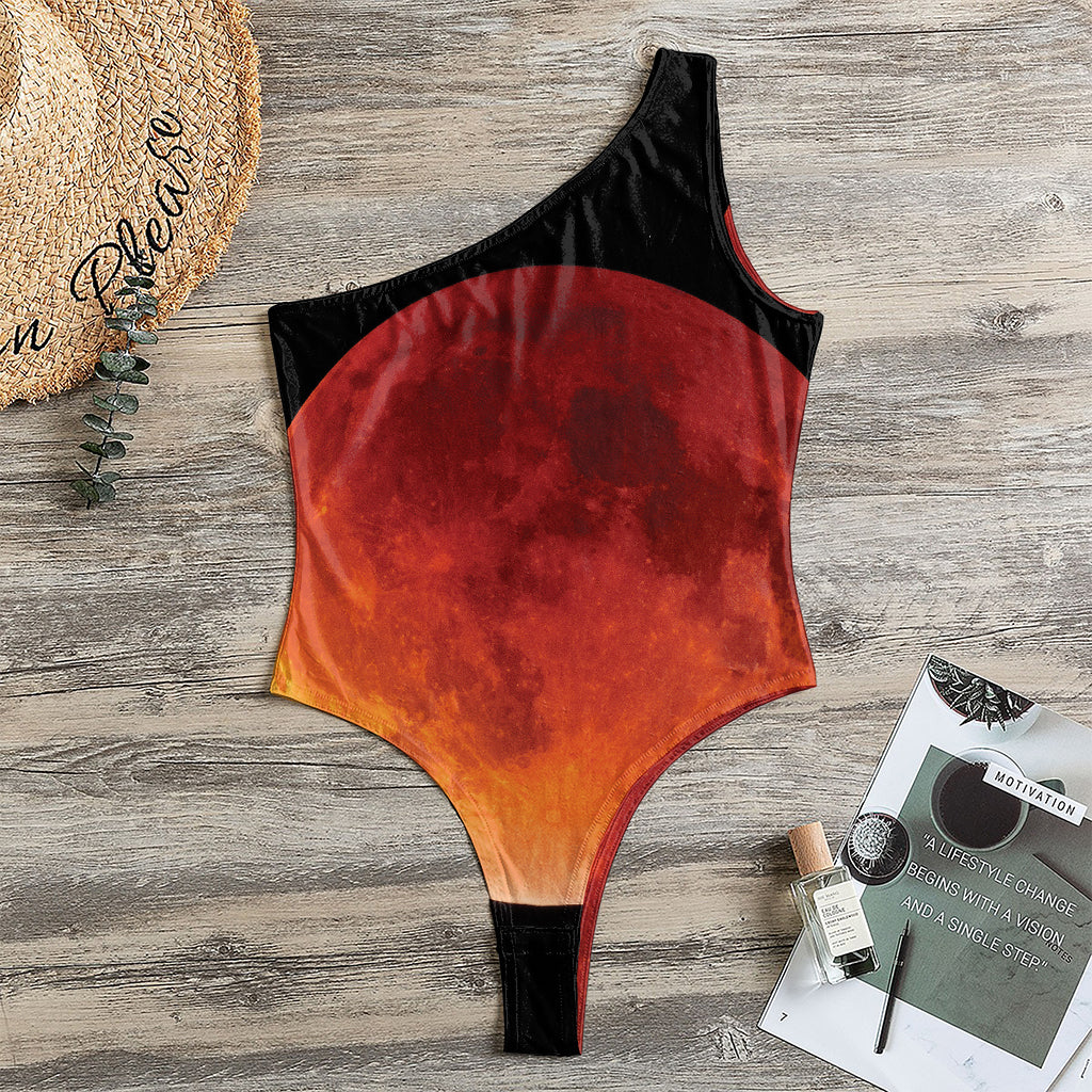 Total Lunar Eclipse Print One Shoulder Bodysuit