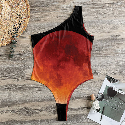 Total Lunar Eclipse Print One Shoulder Bodysuit