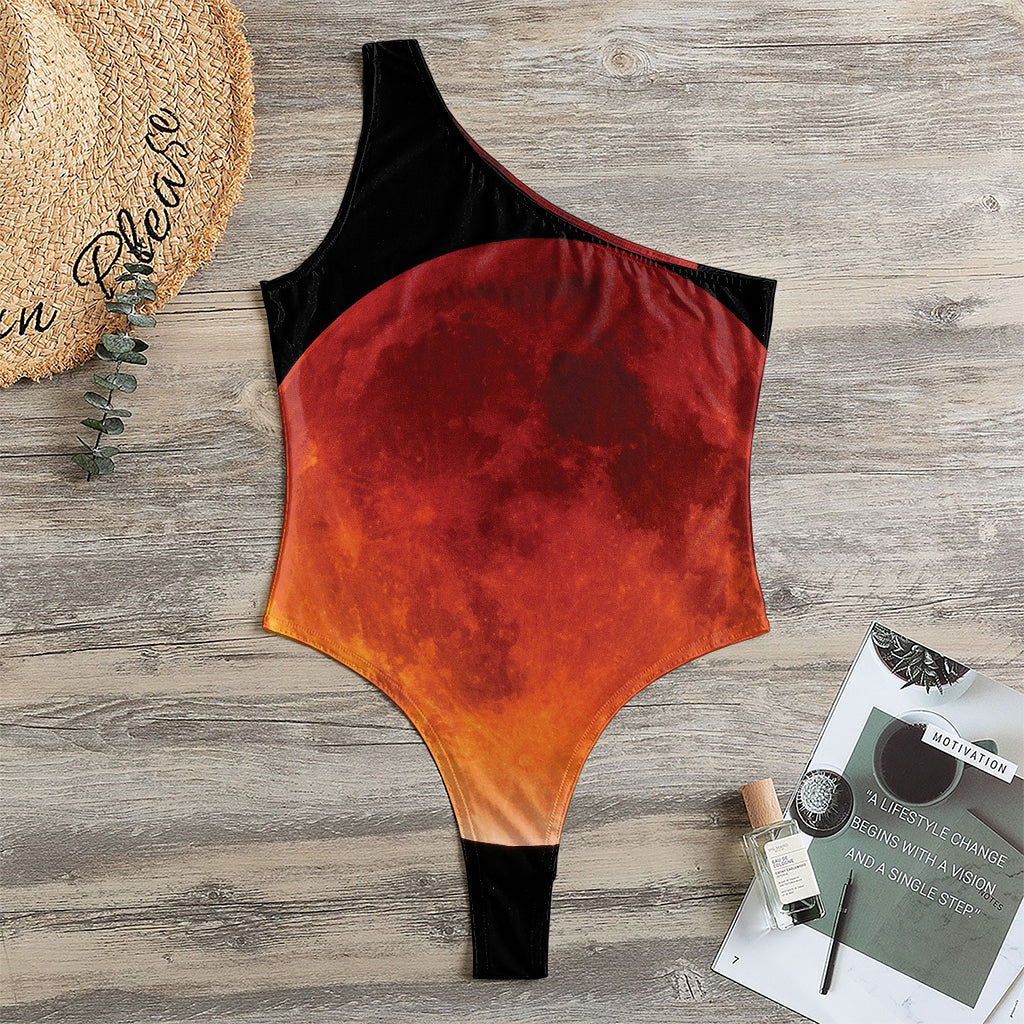 Total Lunar Eclipse Print One Shoulder Bodysuit