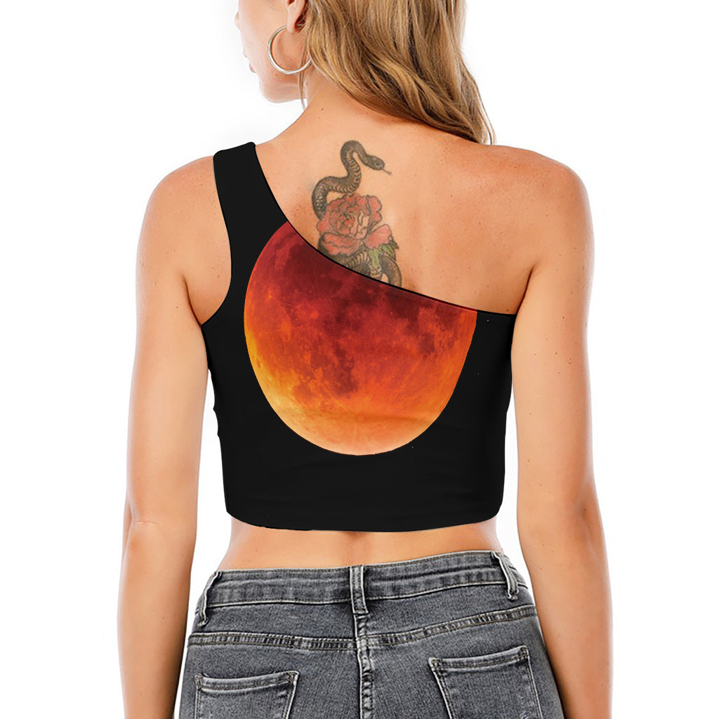 Total Lunar Eclipse Print One Shoulder Crop Top