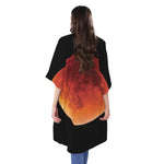 Total Lunar Eclipse Print Open Front Beach Cover Up