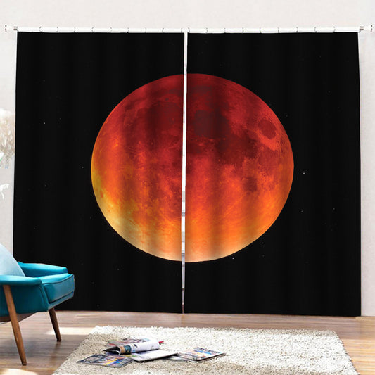 Total Lunar Eclipse Print Pencil Pleat Curtains