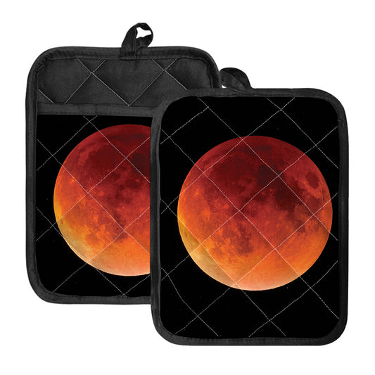 Total Lunar Eclipse Print Pot Holders With Pocket