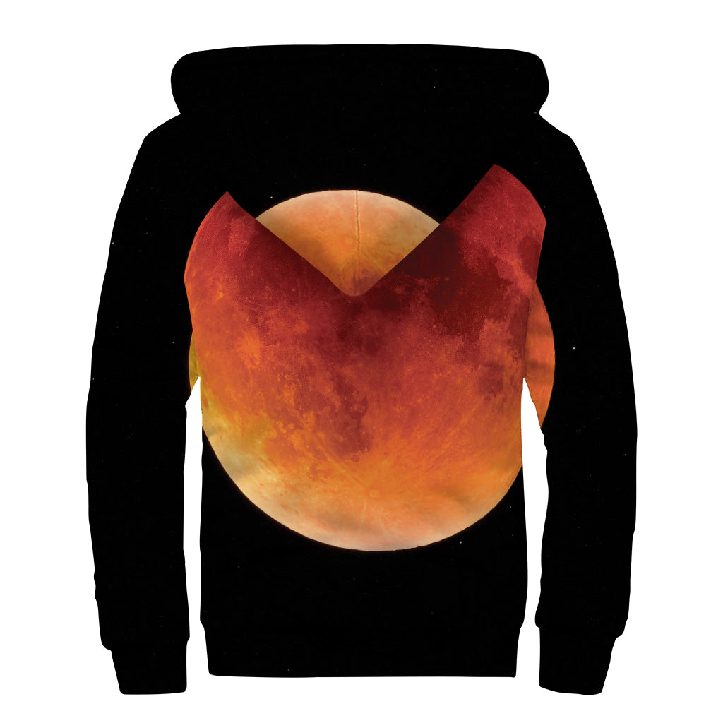 Total Lunar Eclipse Print Sherpa Lined Zip Up Hoodie