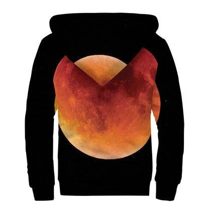 Total Lunar Eclipse Print Sherpa Lined Zip Up Hoodie