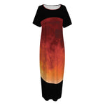 Total Lunar Eclipse Print Short Sleeve Long Nightdress
