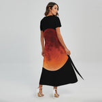 Total Lunar Eclipse Print Short Sleeve Maxi Dress