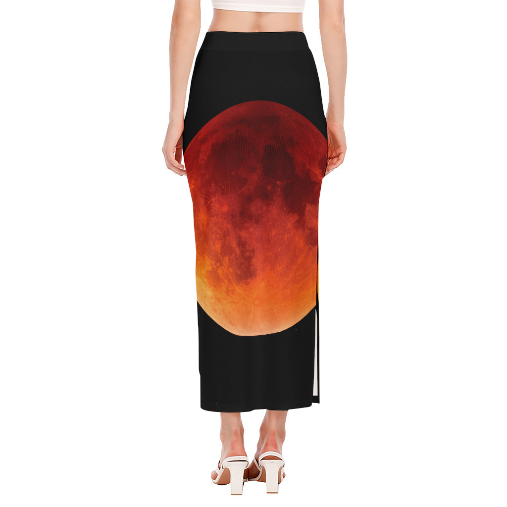 Total Lunar Eclipse Print Side Slit Maxi Skirt