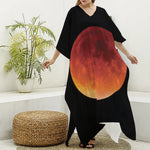 Total Lunar Eclipse Print Silk V-Neck Kaftan Dress