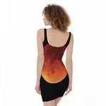 Total Lunar Eclipse Print Sleeveless Bodycon Dress