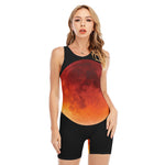 Total Lunar Eclipse Print Sleeveless One Piece Swimsuit