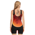 Total Lunar Eclipse Print Sleeveless One Piece Swimsuit