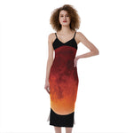 Total Lunar Eclipse Print Slim Fit Midi Cami Dress