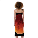 Total Lunar Eclipse Print Slim Fit Midi Cami Dress