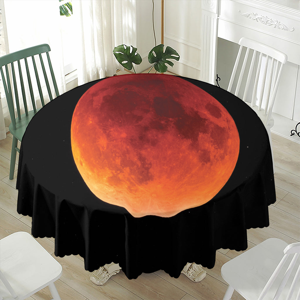 Total Lunar Eclipse Print Waterproof Round Tablecloth