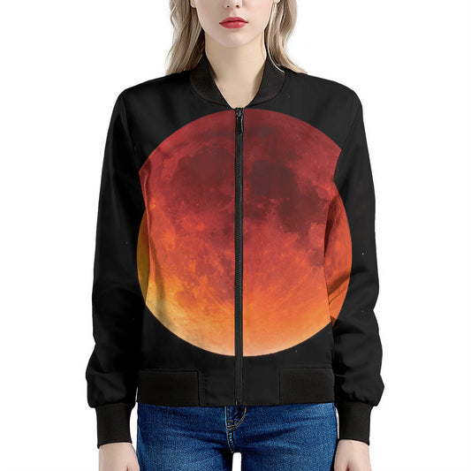Total Lunar Eclipse Print Women's Bomber Jacket