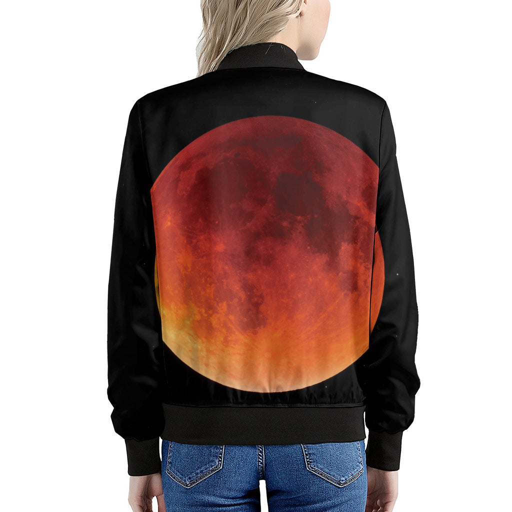 Total Lunar Eclipse Print Women's Bomber Jacket