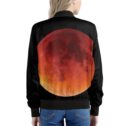 Total Lunar Eclipse Print Women's Bomber Jacket