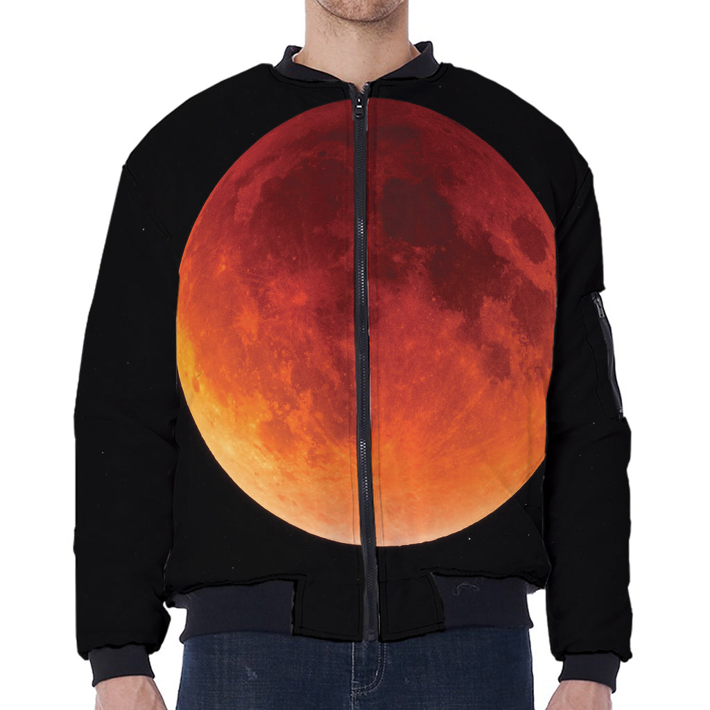 Total Lunar Eclipse Print Zip Sleeve Bomber Jacket