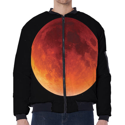 Total Lunar Eclipse Print Zip Sleeve Bomber Jacket