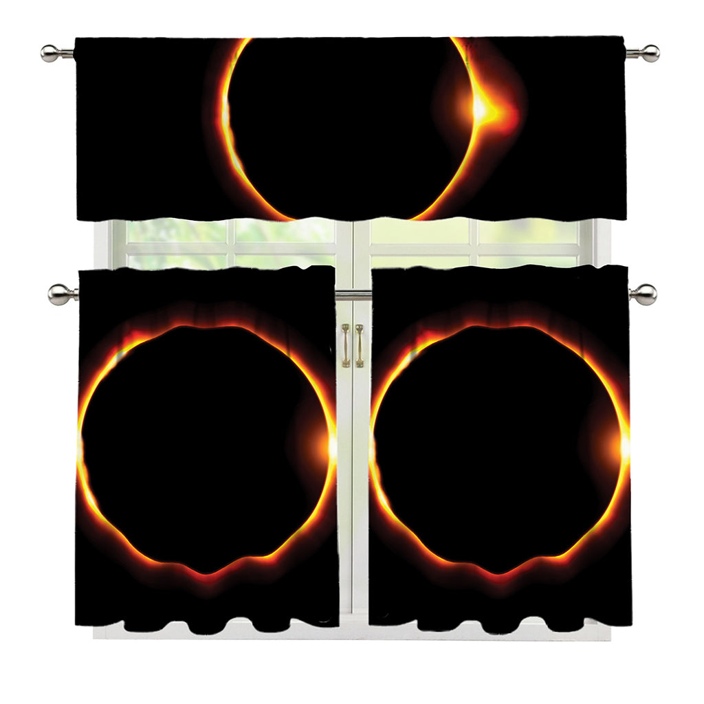 Total Solar Eclipse Print 3 Piece Kitchen Curtains