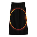 Total Solar Eclipse Print Cotton Front Slit Maxi Skirt