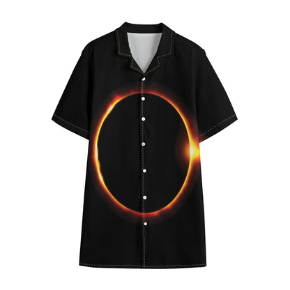 Total Solar Eclipse Print Cotton Hawaiian Shirt