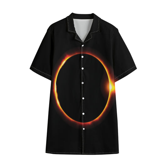 Total Solar Eclipse Print Cotton Hawaiian Shirt