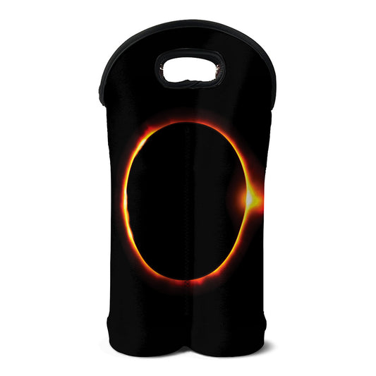 Total Solar Eclipse Print Double Neoprene Wine Tote