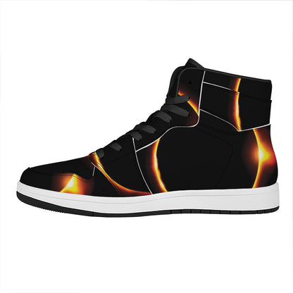 Total Solar Eclipse Print High Top Leather Sneakers