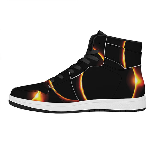 Total Solar Eclipse Print High Top Leather Sneakers